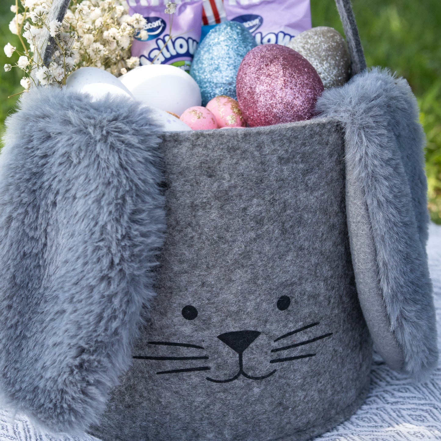 Fabric Easter Egg Basket - GREY