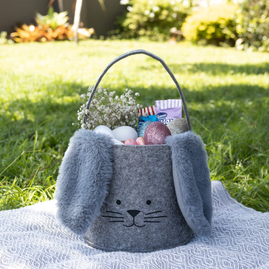 Fabric Easter Egg Basket - GREY