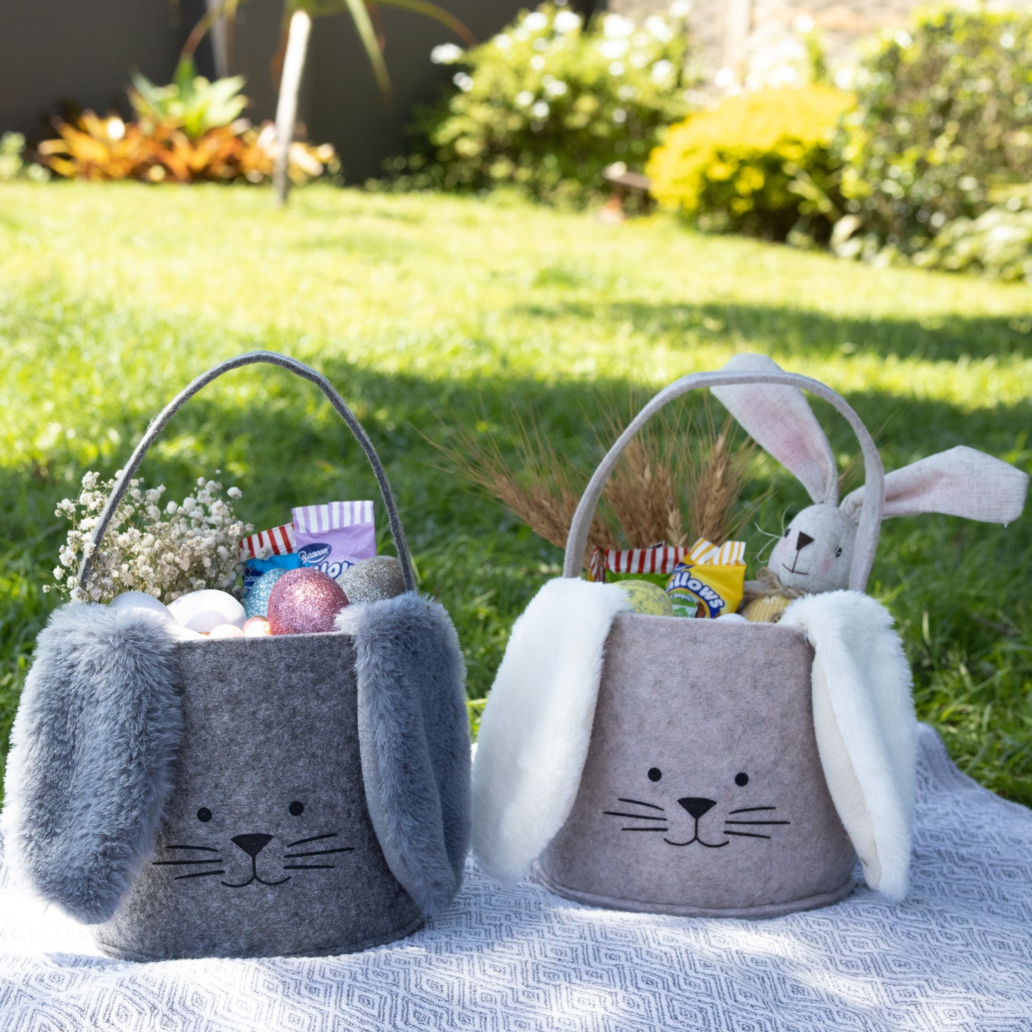 Fabric Easter Egg Basket - GREY