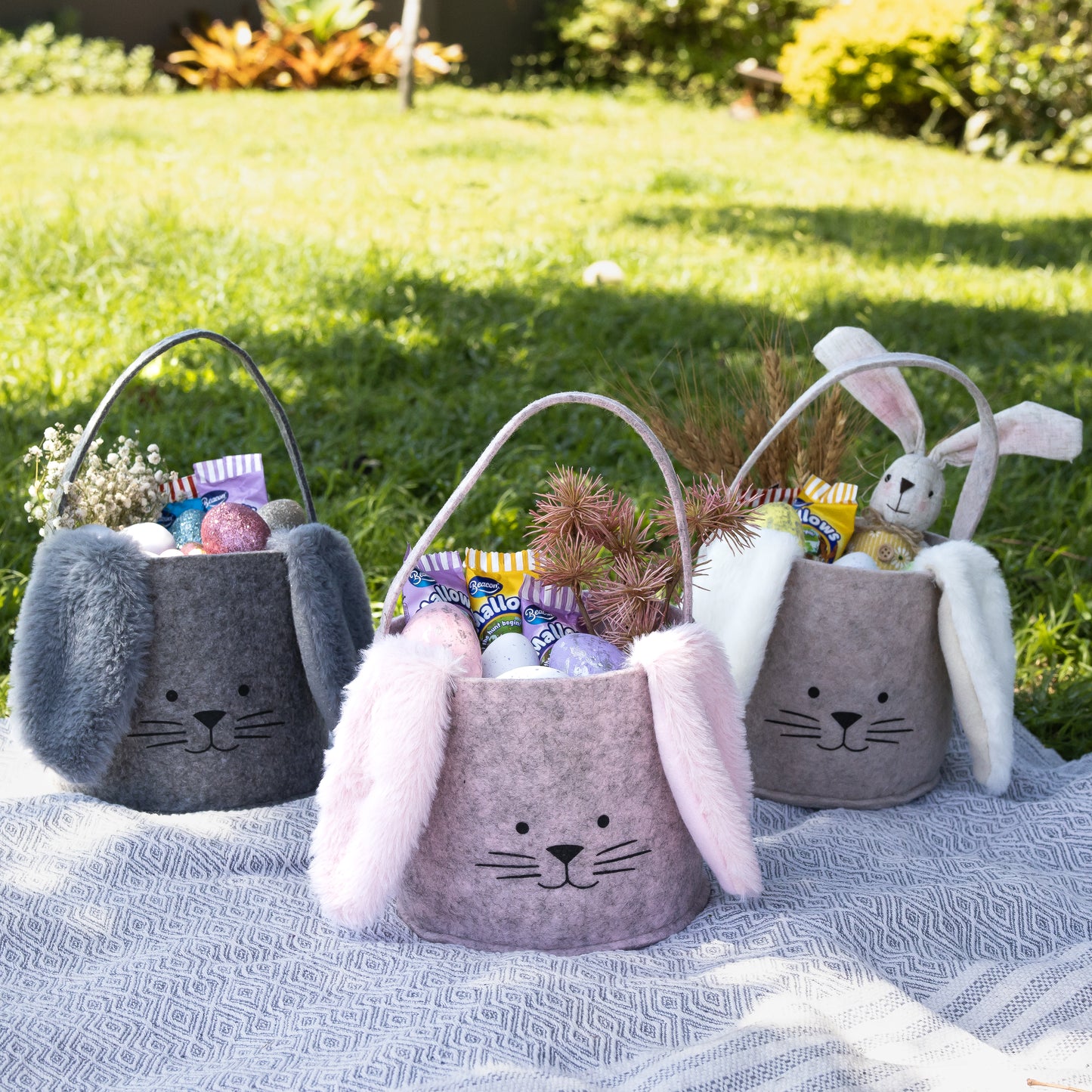 Fabric Easter Egg Basket - BEIGE