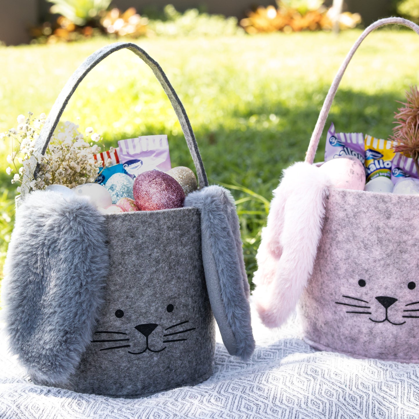 Fabric Easter Egg Basket - GREY