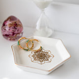 Ceramic Jewellery Trinket Dish with Mandala Pattern - WHITE - wholesale