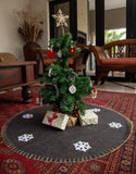 Dark Grey Christmas Tree Rug with Snowflakes