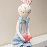 Blue fabric Rabbit with sequin ears & feet with dangly legs sitting