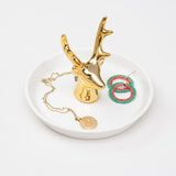 Nordic Style White & Gold Ceramic Elk Jewellery Holder - Wholesale